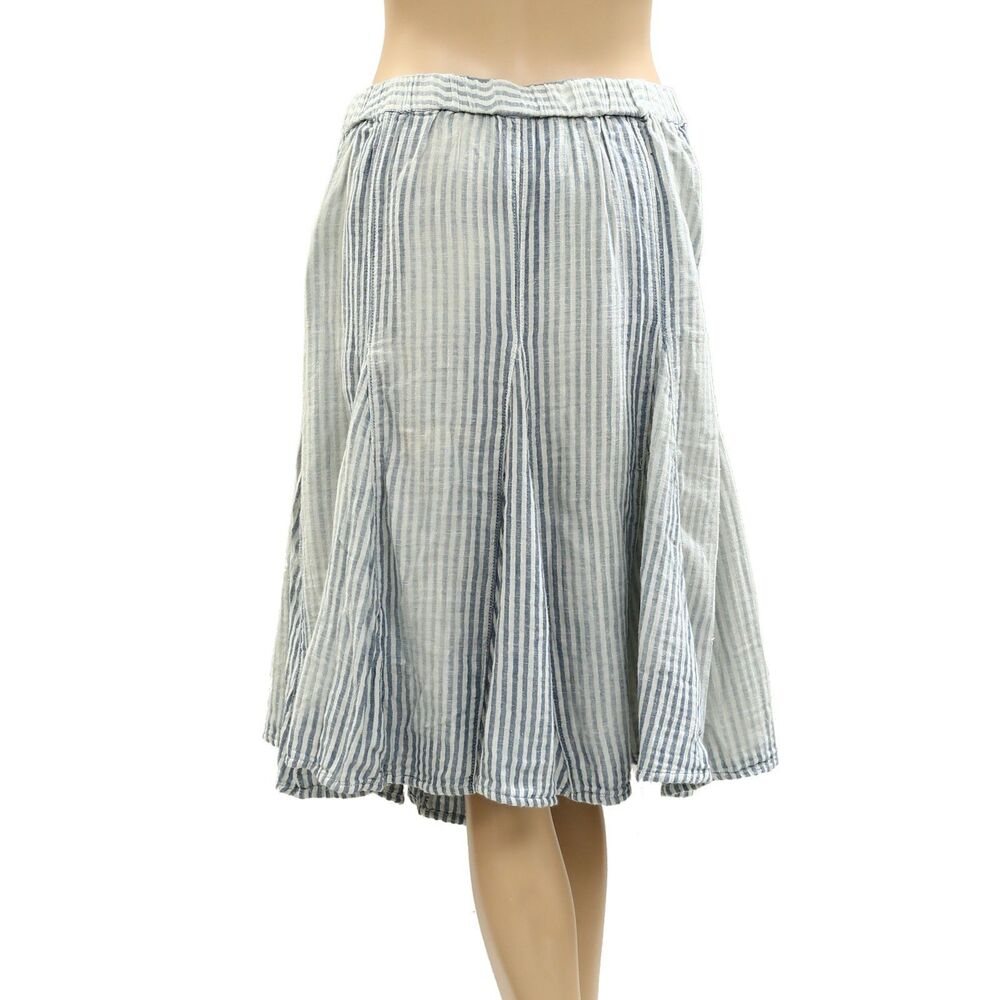 Free People Candace Midi Skirt Striped Print Pull On Low Rise Godet M NWT 286162 - Picture 5 of 8